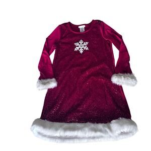 Festive Pink Kids Dress with Snowflake Design